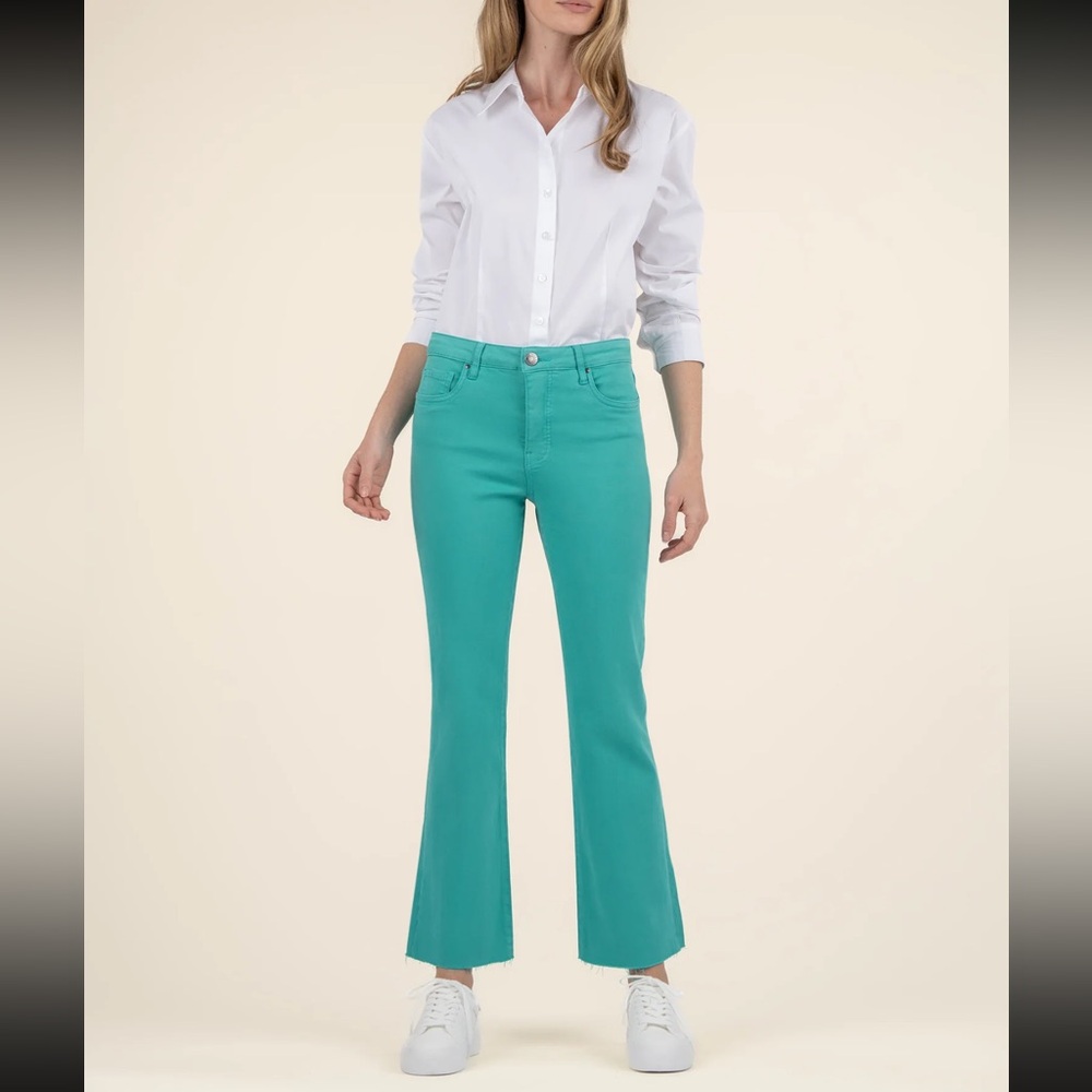Kut From The Kloth Kelsey High Rise Ankle Flare Jeans Turquoise